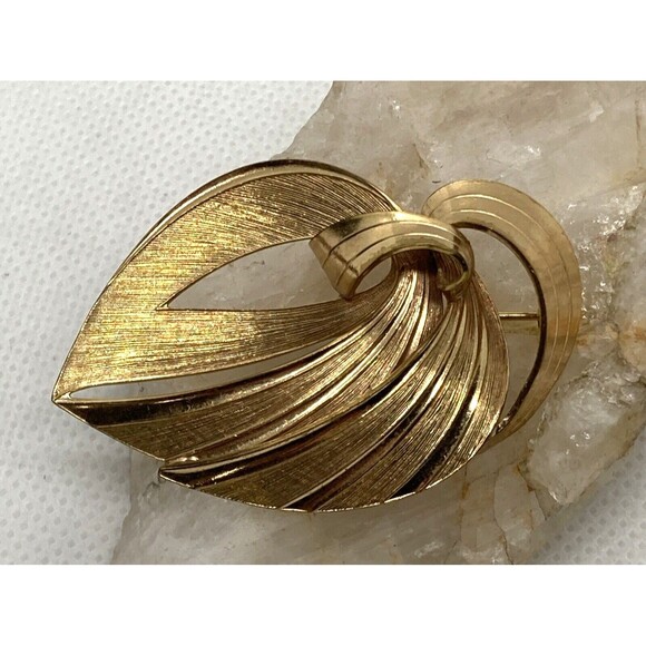 Vintage Germany 18K RGP Gold Plated Organic Form Modernist‎ Pin Brooch Gold Tone - Picture 1 of 8